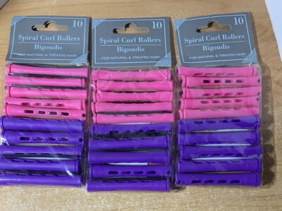 Spiral Curl Rollers Natural Hair Perm Rods, Purple & Pink 3 Pkg 10 each - Image 1 of 4