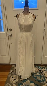 Maxi-Damenkleid Bailey 44 Anthropologie Größe M Weiß Spitze Lagenlook Hochgeschlossen - Bild 1 von 22
