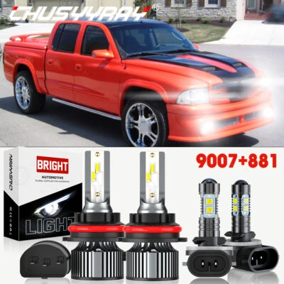 For Dodge Dakota 2001-2004 Combo 9007 LED Headlight + 881 Fog Light Bulbs Kit - Image 1 of 4