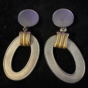 2220 PREMIER ETAGE PARIS BOUCLES D'OREILLE CLIPS METAL EARRINGS SILvER & GOLD - Picture 1 of 6