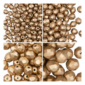 Set of Round Fire Polished Beads (3mm, 4mm, 6mm, 8mm), Aztec Gold (1CFP008)