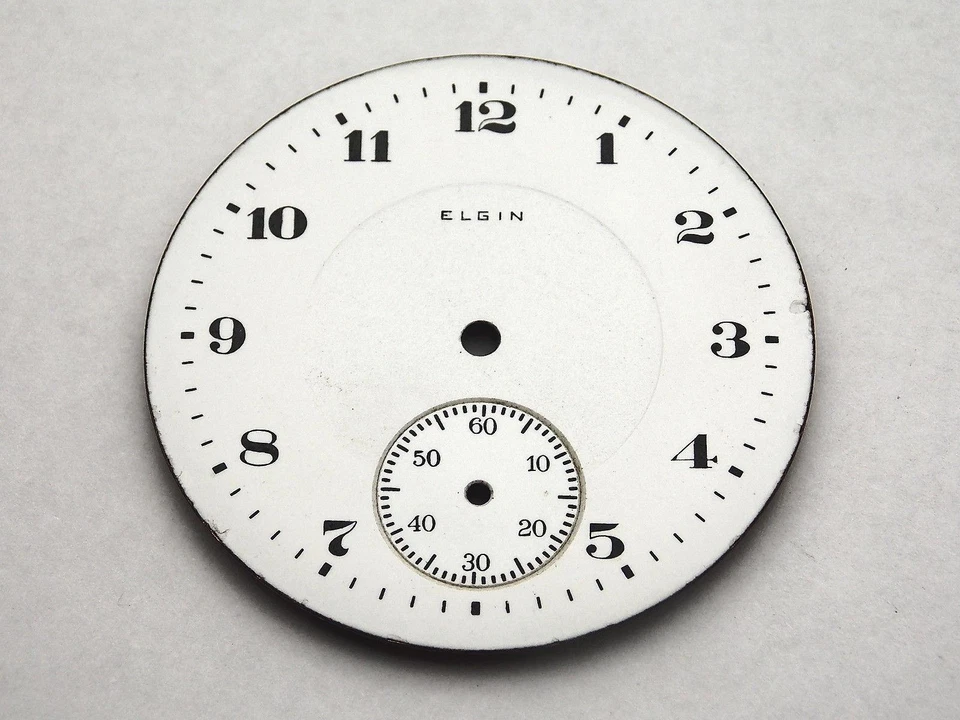 Esfera de reloj Elgin blanca para relojes de bolsillo marcadores numéricos vintage 42,27 mm NOS Foto 1 de 1