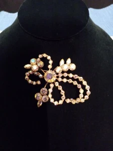 Vintage 50er Jahre Österreichische Kristall Brosche signiert "Made in Austria" 2,5" lang. Citrin AB - Bild 1 von 7