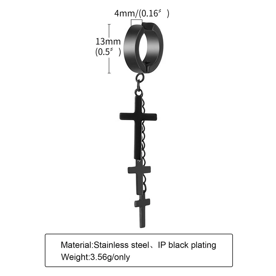 Pendientes de acero inoxidable color negro para hombre joyería de moda punk rock clip pendiente Foto 1 de 4