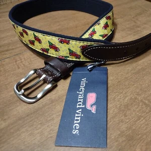 NWT Vineyard Vines Boy's Xmas Truck and Tree Canvas Club Belt Yellow 28 - Picture 1 of 4