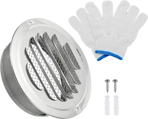 PATIKIL 4.5" Round Soffit Air Vents, Stainless Steel Louver Grille Vent 4.5 - Picture 1 of 6