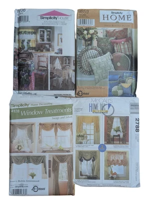 Simplicity / McCalls Patterns, Lot of 4 - Kitchen Essentials, Curtains, Pillows - Image 1 of 4