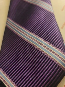 Corbata de seda hecha a mano en púrpura y plata de Daniel Cremieux - Imagen 1 de 5