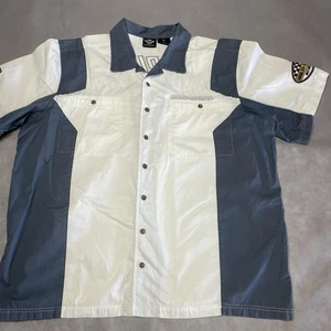 Harley Davidson Hemd Herren 3XL Motorräder weiß blau Button Down Mechaniker - Bild 1 von 12