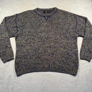 Vintage American Eagle Outfitters Mens L Sweater Blue Tan Knit Crew Neck - Picture 1 of 5