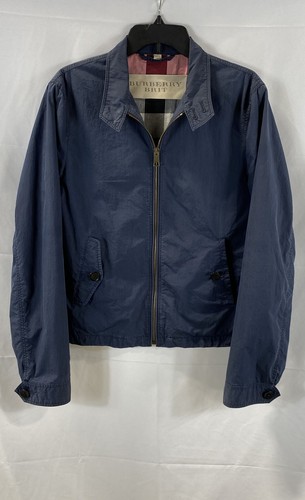 Giacca capospalla uomo Burberry blu cotone a quadri nylon colletto taglia media