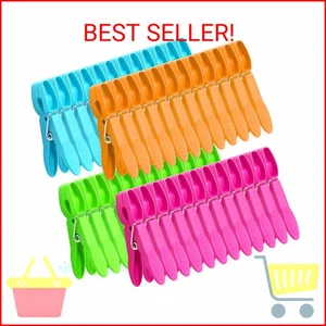 Paquete de 48 pinzas de plástico coloridas para ropa, clavijas de ropa de lavandería de alta resistencia, Dryi - Imagen 1 de 2