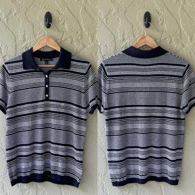 Brooks Brothers женщин большой темно-синий белые полосы хлопок махровая рубашка-поло новый без ЯРЛЫКОВ - Изображение 1 из 4