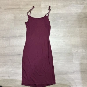 Reoria Rib Knit Mini Slip Dress Adj Spaghetti Strap Bodycon Sz Small - Picture 1 of 3