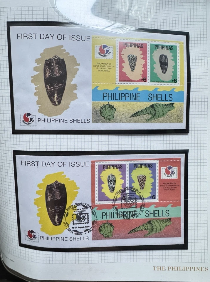 Exposición Mundial de Sellos PhilaKorea 1994 (21) + Filipinas #2314-15 + Conchas Marinas + FDCX2 Foto 1 de 1