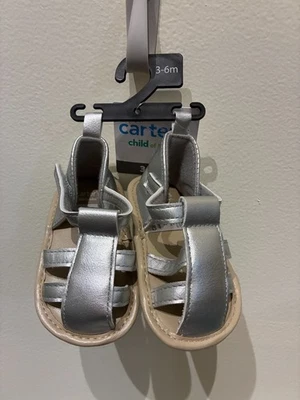 NWT Carter's Child of Mine Silver Gladiator Sandals - 3-6M - Image 1 of 3