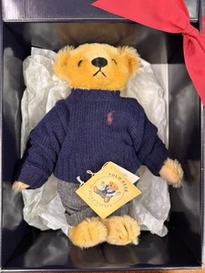 Rare 1991 STEIFF Ralph Lauren Polo Preppy Bear Teddy Original Box Tag Ribbon ++ - Picture 1 of 8