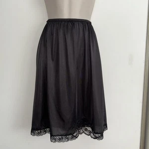 Vtg Christian Dior Women’s Black Half Slip Lace Trim Size Sml-Made USA Monogram - Picture 1 of 6