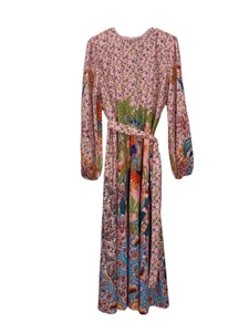 Dialia MacPhee Women's 2XL Floral Peacock Long Sleeve Belted Maxi Dress NWT - Picture 1 of 19