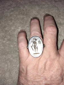 Large Intaglio Hercules Ring Sterling Silver Size 10 - Picture 1 of 3