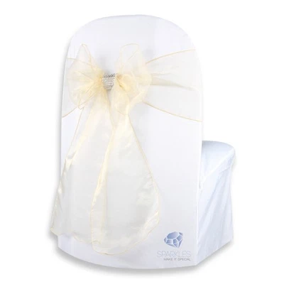 200 piezas Funda Silla Organza Marco Lazo 108"x8" - Dorado - con Fundas Lazo Boda XL Foto 1 de 4