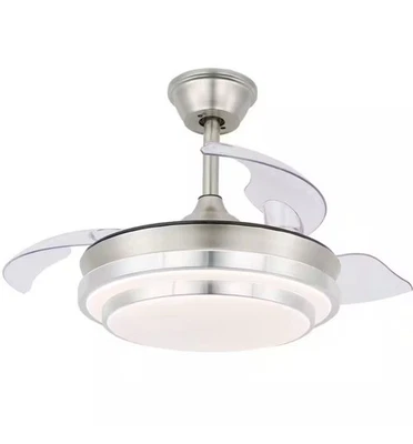 36 in. LED Brushed Nickel Indoor Retractable Ceiling Fan with Dimmable Light - Image 1 of 4