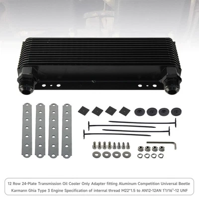 Universal 12 Row Oil Cooler 24-Plate Transmission  w/ AN12 Fittings For VW Ghia - Image 1 of 4