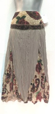 NWT Hale Bob M-L Silk Bohemian Skirt W/Beading And Velvet $198 - Image 1 of 4