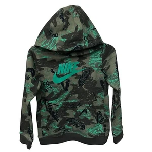 Nike Hoodie Sweatshirt Boys Size Medium Green Camo Logo Pullover Athletic Youth - Picture 1 of 9
