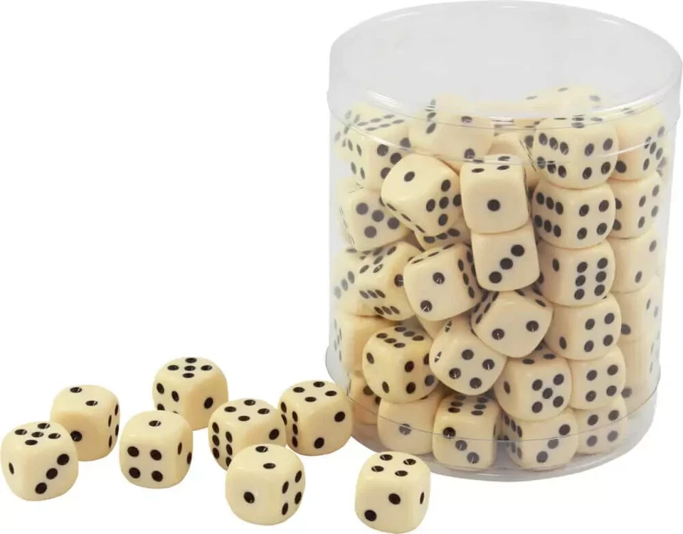 WEIBLE SPIELE 100x Würfel 16mm Standard Elfenbein Weiß Acryl Weiblespiele NEU
