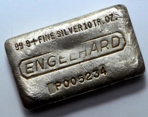 ENGELHARD 10 OZT 999+ SILBER HANDGEGOSSEN BARREN NIEDRIGE SERIENNUMMER VINTAGE SELTEN LAFF - Bild 1 von 7