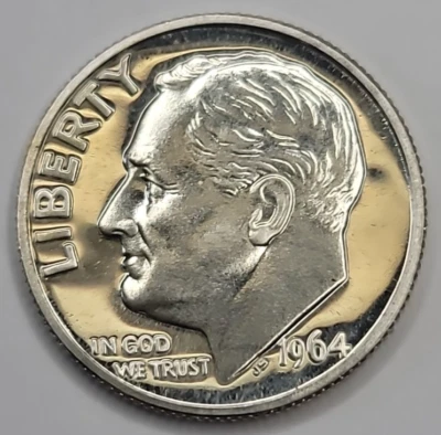 1964 GEM PROOF POINTED 9 DIME 90% SILVER - Image 1 of 4