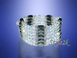 Magnet Halskette Armband weiß Kristall Fußkettchen Halsband Geschenk Hämatit - Bild 1 von 4