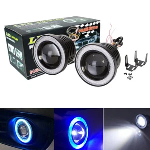 2x 3" LED Projector Lens Fog Driving Light Lamp w/ Blue Angel Eyes COB Halo Ring - Bild 1 von 12