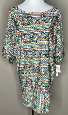 NWT Trina Turk Bora Bora floral striped tunic cover up dress size L. - Image 1 of 4