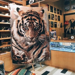 L- X Large Tiger Blanket Cotton Sofa Throw Animal Beast Rug Decorative Tapestry - Bild 1 von 7