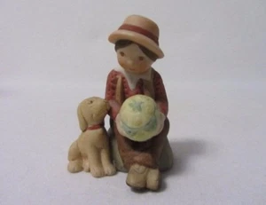 HOLLY HOBBIE BOY WITH PUPPY HOLDING BALL MINIATURE COLLECTION FIGURINE  - Picture 1 of 1