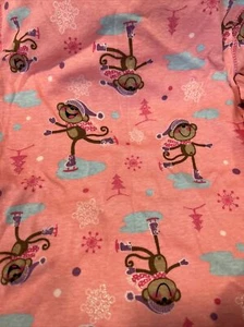 NWT Girls CIRCO Sz 12 Cotton Pajamas / Long Underwear 2pc PINK SPARKLY MONKEYS - Picture 1 of 2