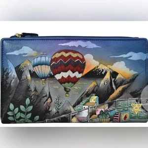 Cartera Anuschka pintada a mano con diseño de globo aerostático - Imagen 1 de 5