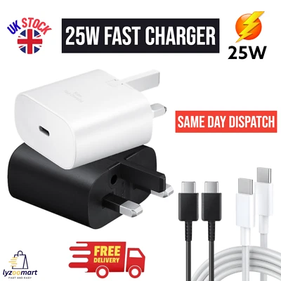 25W Fast Charger Adapter Plug & Cable For Samsung Galaxy Phones Type C - Image 1 of 4