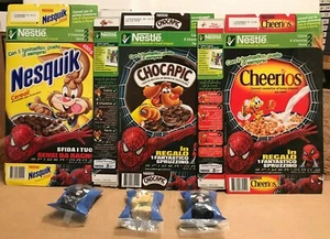 3 Diferentes Caja de Cereales SPIDER-MAN III NESTLE con JUGUETES DE SUPERHÉROES 2004 Italia VENOM Raro - Imagen 1 de 3