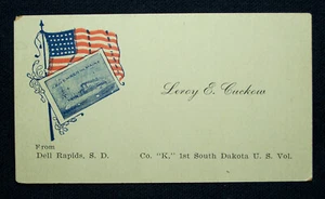 U.S.W.V. Scheda telefonica - Leroy E. Cuckow, Co. "K", 1st SD Vol., Dell Rapids, S.D. - Foto 1 di 2