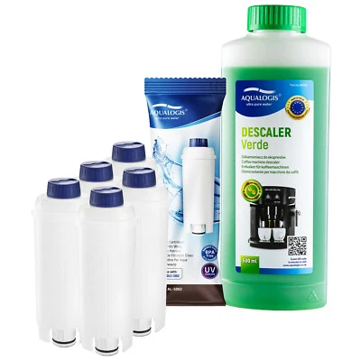 5 Water Filters for Delonghi DLSC002 SER3017 and Descaler Replacement EcoDecalk - image 1 of 4