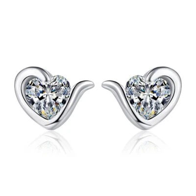 Aretes de Moissanita Corte Corazón Color D Plata S925 Chapados en Oro Blanco 18K GRA Foto 1 de 4