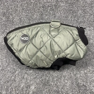 绗缝冬季保暖狗外套 K10 橄榄夹克耐羊毛衬里小型狗 — 第 1/4 张图片