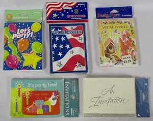 Lot of 5 Packs of Various Party Invitations Kids Adults Various Designs  - Picture 1 of 12