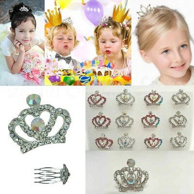 Peine de pelo de diamantes de imitación de aleación enchapado en plata de 12 piezas clips de tiara fiesta de princesa  Foto 1 de 4