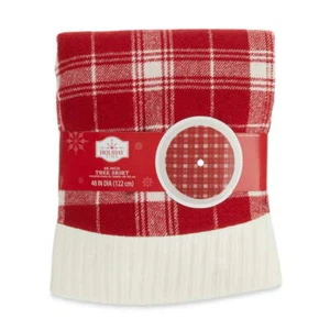 Holiday Time Plaid Christmas Tree Skirt, Red and White 48" Diameter - Picture 1 of 5