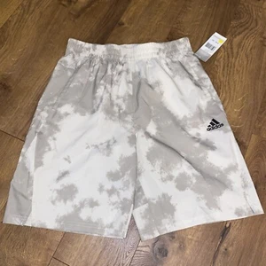 Adidas Logo Big Boys Aeroready Shorts Size XL Cream - Picture 1 of 4