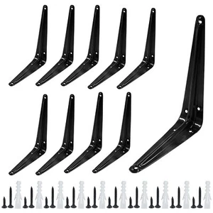10PCS 6"x5" Black Heavy Duty Floating Shelf Brackets Corner Braces for Wood - Picture 1 of 4
